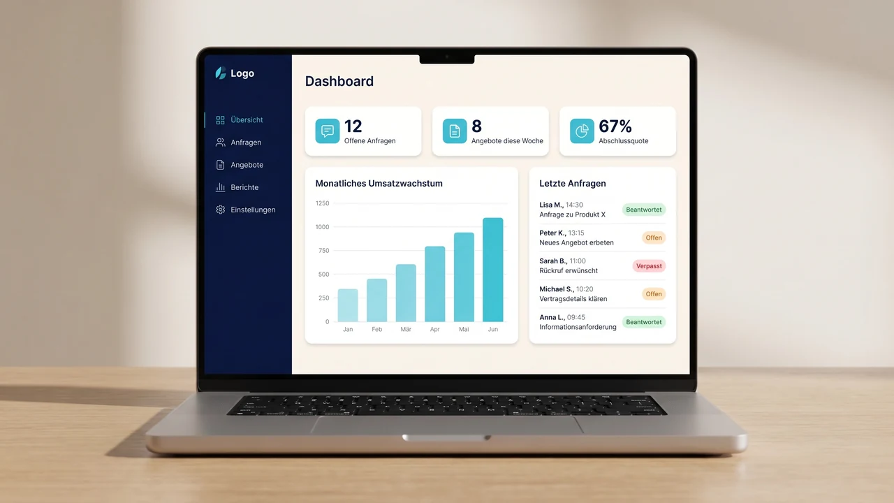 AnfragenHeld Dashboard — Inbox mit KI-Kategorisierung und Antwortvorschlägen